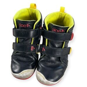 Plae Max Kids High Top Sneakers Black Leather Lime Green 105010-001 Size 12.5 US